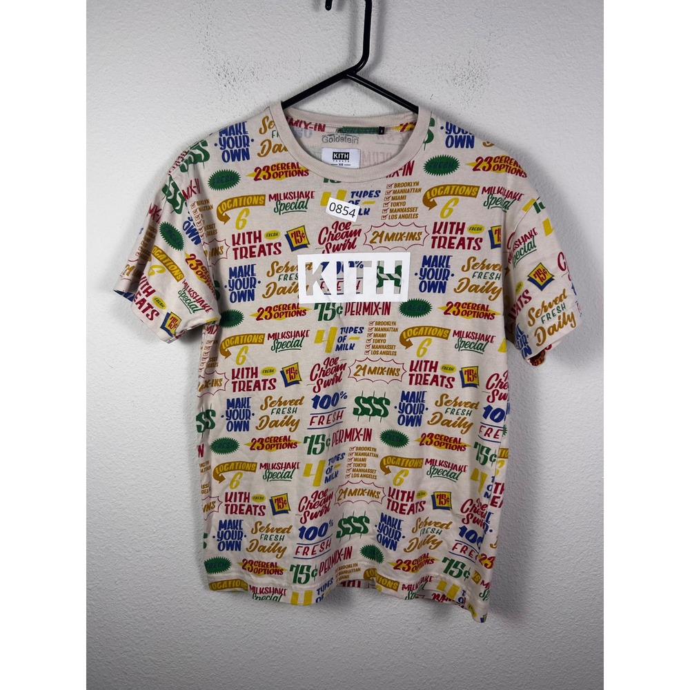 Kith Treats Menu Logo All Over Print T-Shirt Tan XXS Streetwear Cereal Graphic